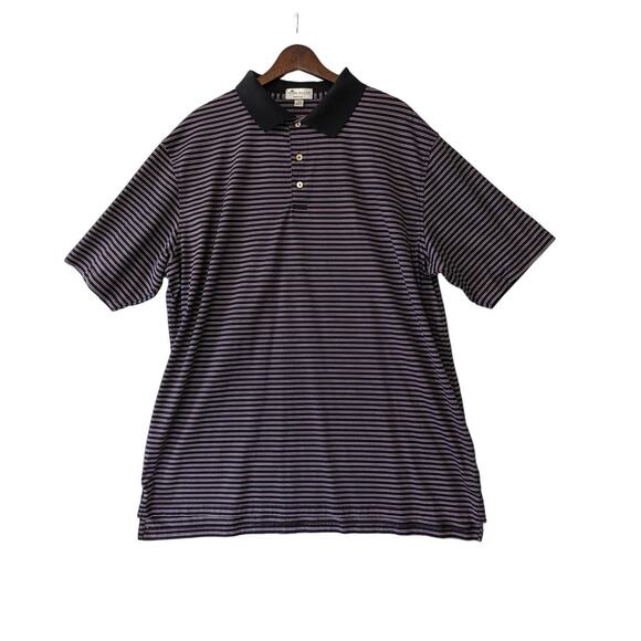 Peter Millar Crown Ease Striped Purple Black Polo Golf Shirt Mens Size XXL‎ - Picture 1 of 8